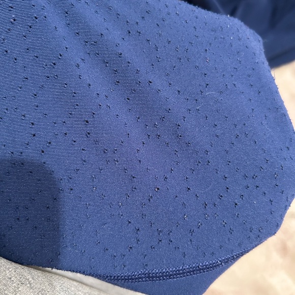Lululemon navy leggings w/ laser cut design down sides - Picture 7 of 10